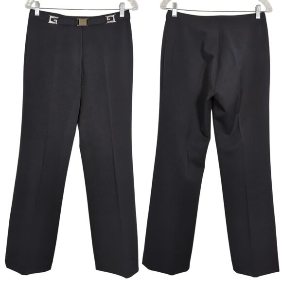 Parisline Vintage Women's Black Straight-Leg Elegant Pants With Rhinestone sz 10 - Picture 1 of 15